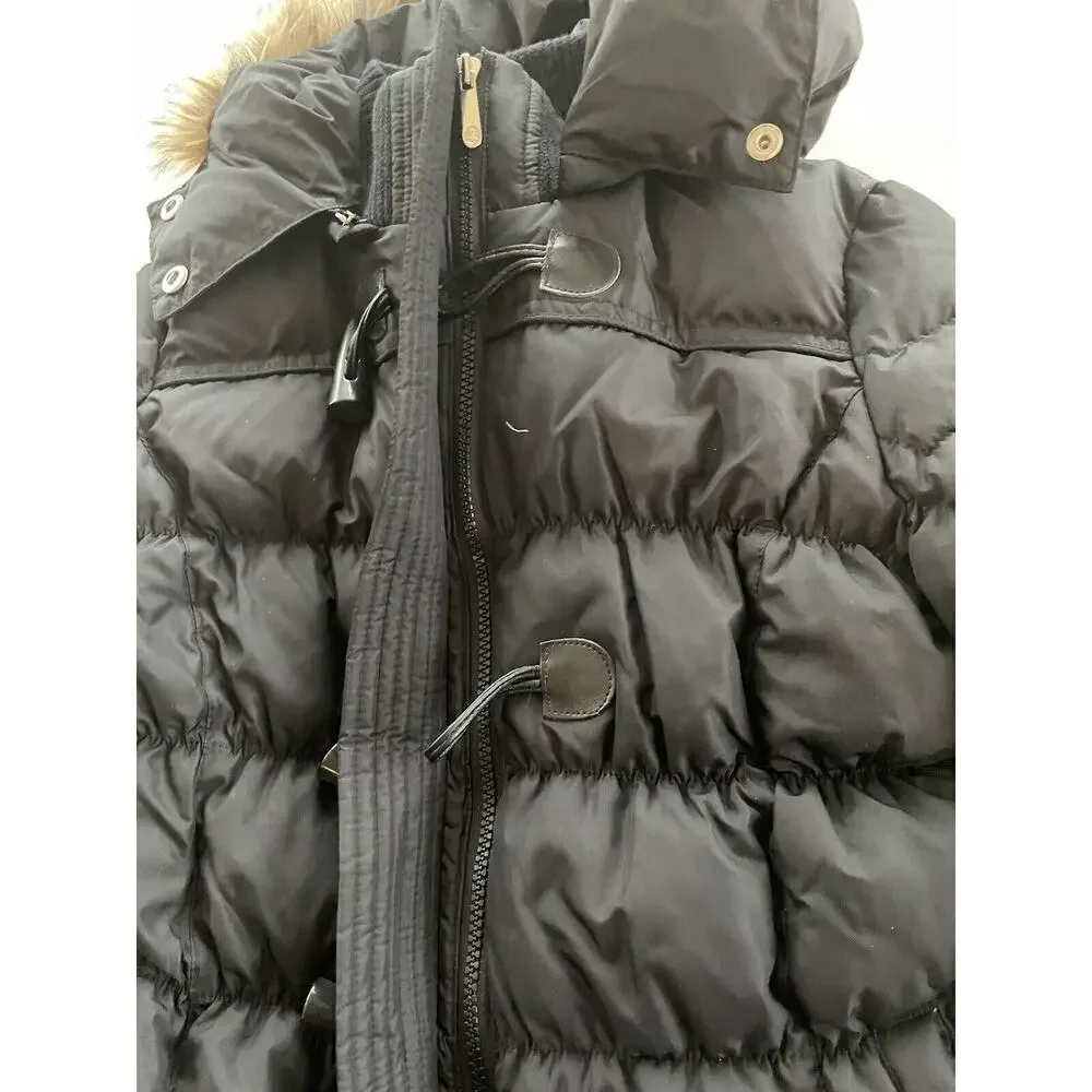 Michael Kors Black Down Filled Faux Fur Hood Size S/P Jacket